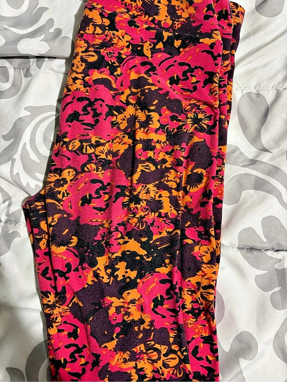 Floral Print Pink & Orange Leggings